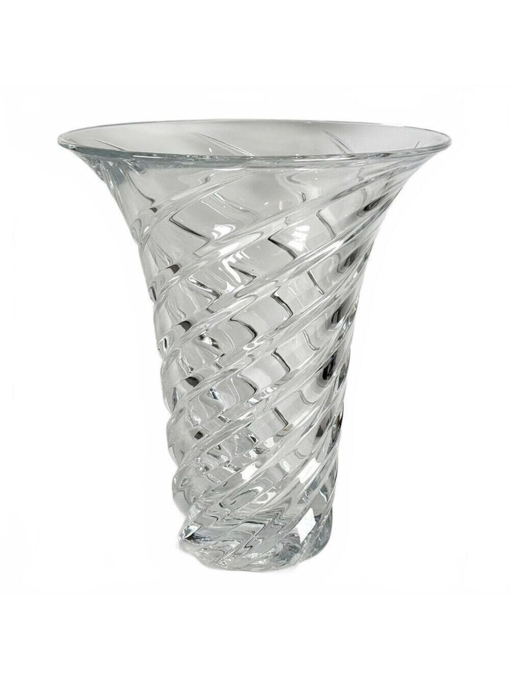 JG Durand France Swirl Crystal Glass Vase Heavy Modern Decor 10 Inch